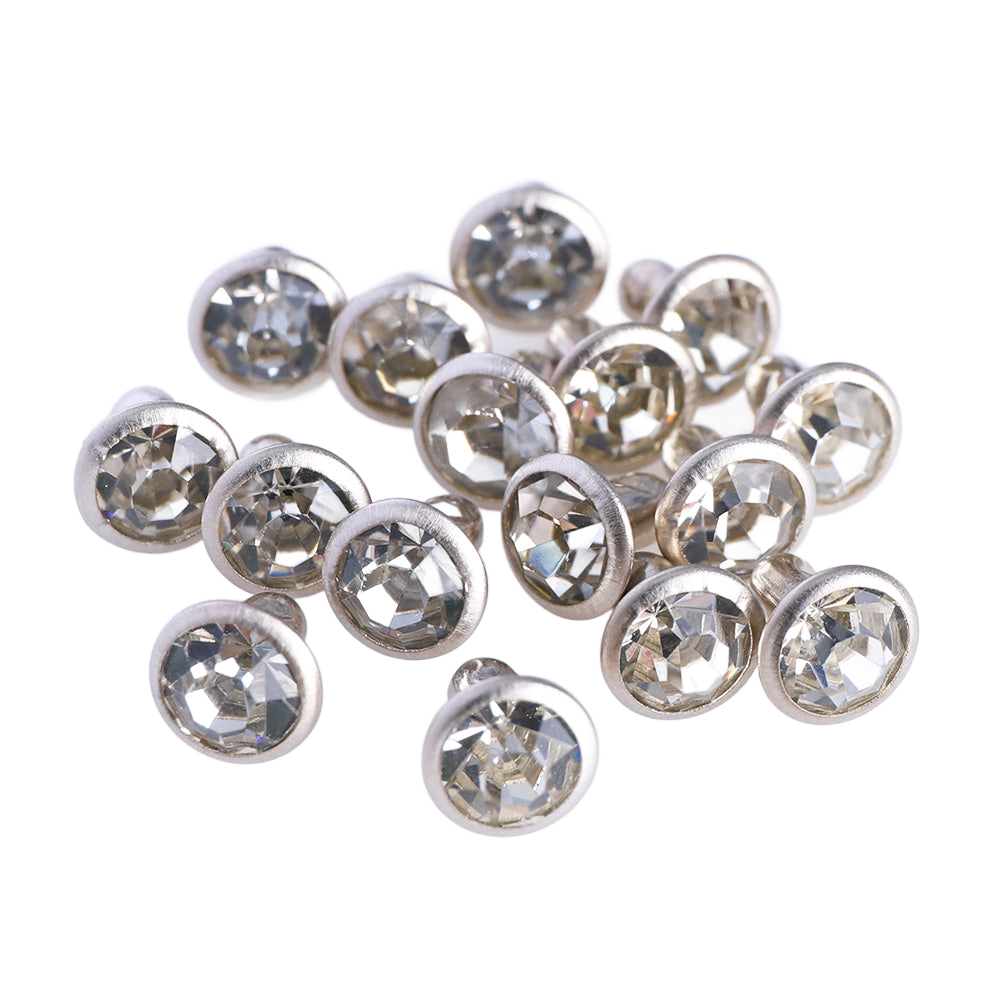 100 Sets Crystal Glass Rhinestone Rivets for Leather Craft DIY Making