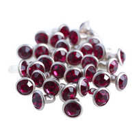 100 Sets Fuchsia Glass Rhinestone Rivets for Leather Craft DIY Making