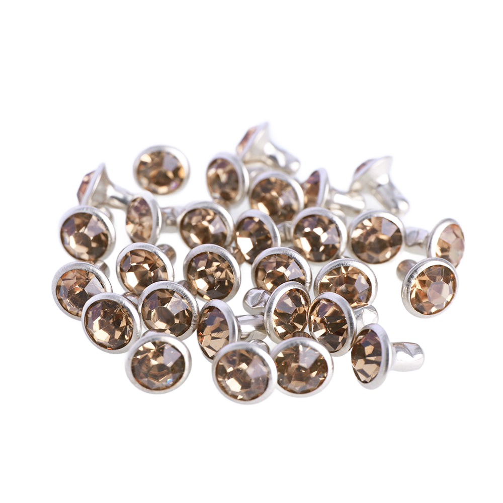 100 Sets Light Colorado Topaz Glass Rhinestone Rivets for Leather Craft DIY Making WholesaleRhinestone Main image