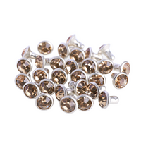 100 Sets Light Colorado Topaz Glass Rhinestone Rivets for Leather Craft DIY Making