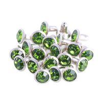 100 Sets Light Green Glass Rhinestone Rivets for Leather Craft DIY Making