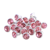 100 Sets Light Pink Glass Rhinestone Rivets for Leather Craft DIY Making