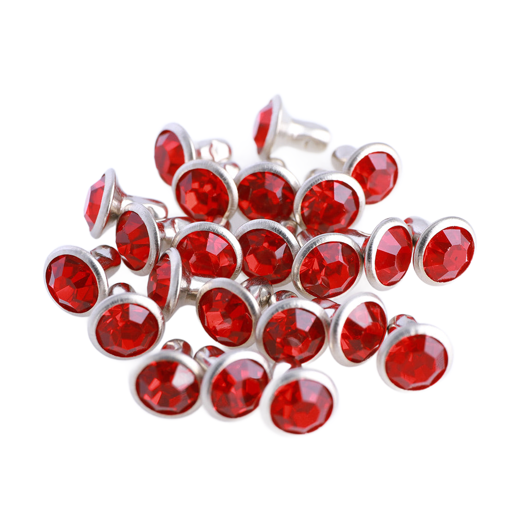100 Sets Light Siam Glass Rhinestone Rivets for Leather Craft DIY Making WholesaleRhinestone メイン画像
