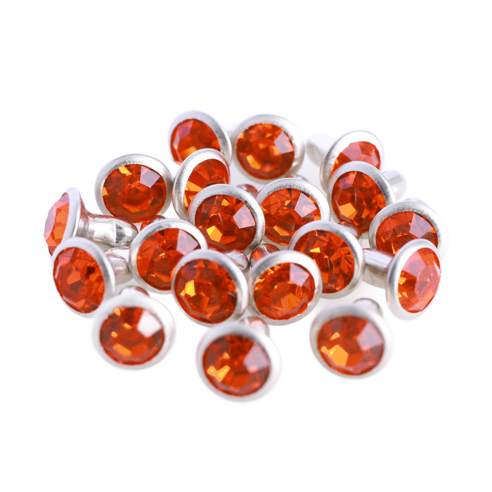100 Sets Orange Glass Rhinestone Rivets for Leather Craft DIY Making WholesaleRhinestone Main image