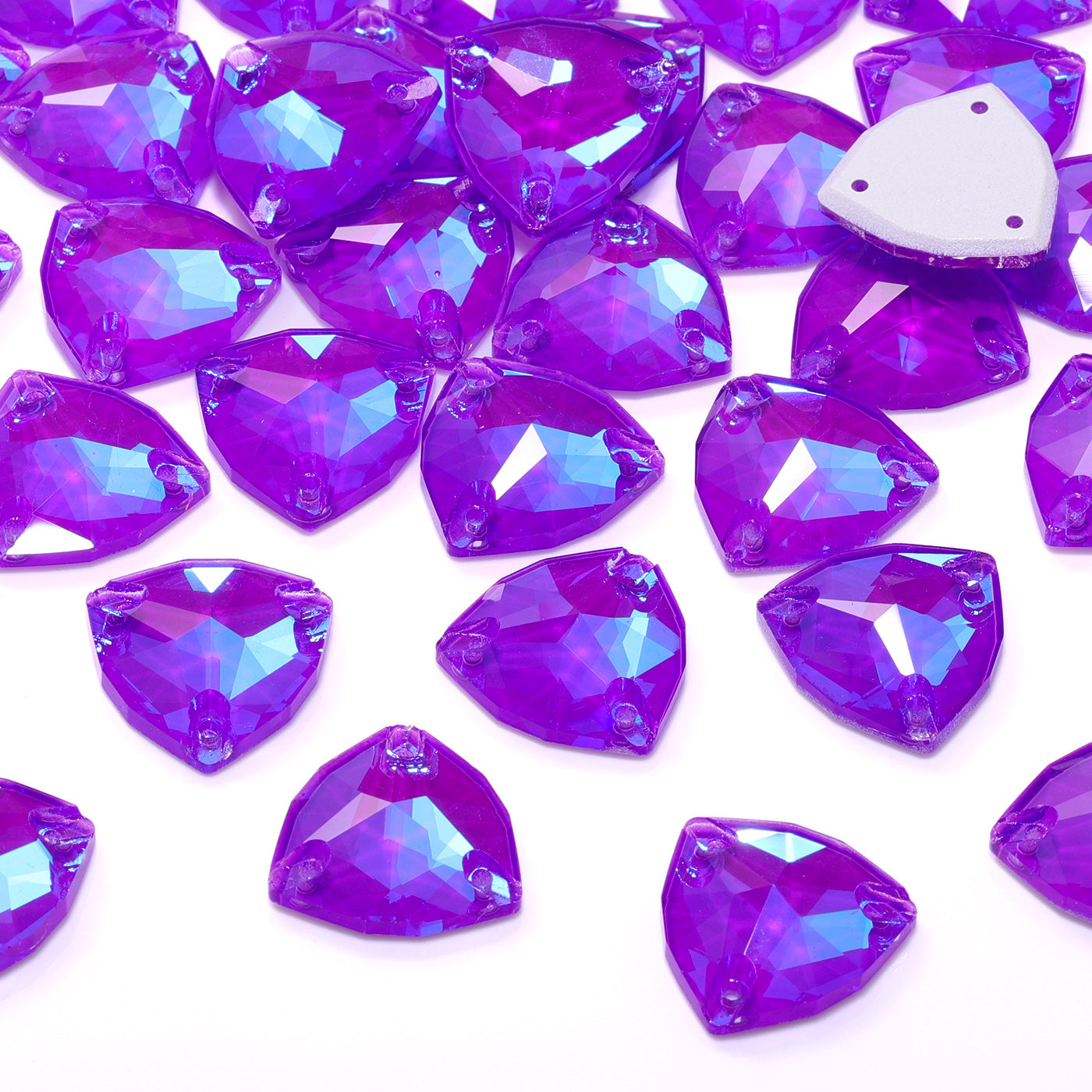Electric Neon Violet Trilliant Shape High Quality Glass Sew-on Rhinestones