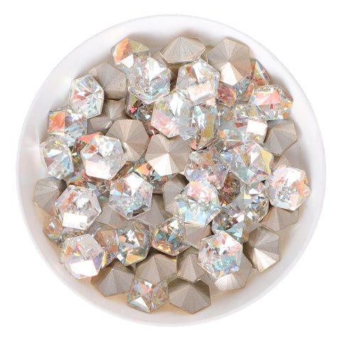 Cognac White Hexagon kaleidoscope Shape Glass Pointed Back Fancy Rhinestones WholesaleRhinestone メイン画像