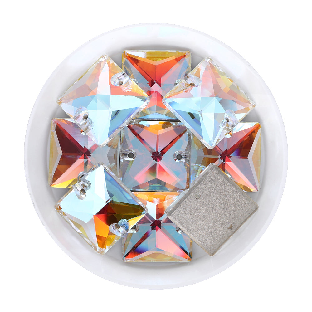 Light Crystal AB Square Shape High Quality Glass Sew-on Rhinestones WholesaleRhinestone Hovedbillede