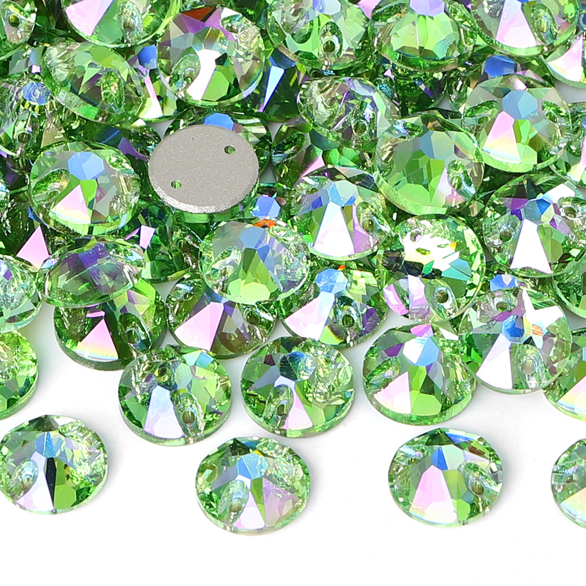 Peridot Shimmer XIRIUS Round Shape High Quality Glass Sew-on Rhinestones WholesaleRhinestone