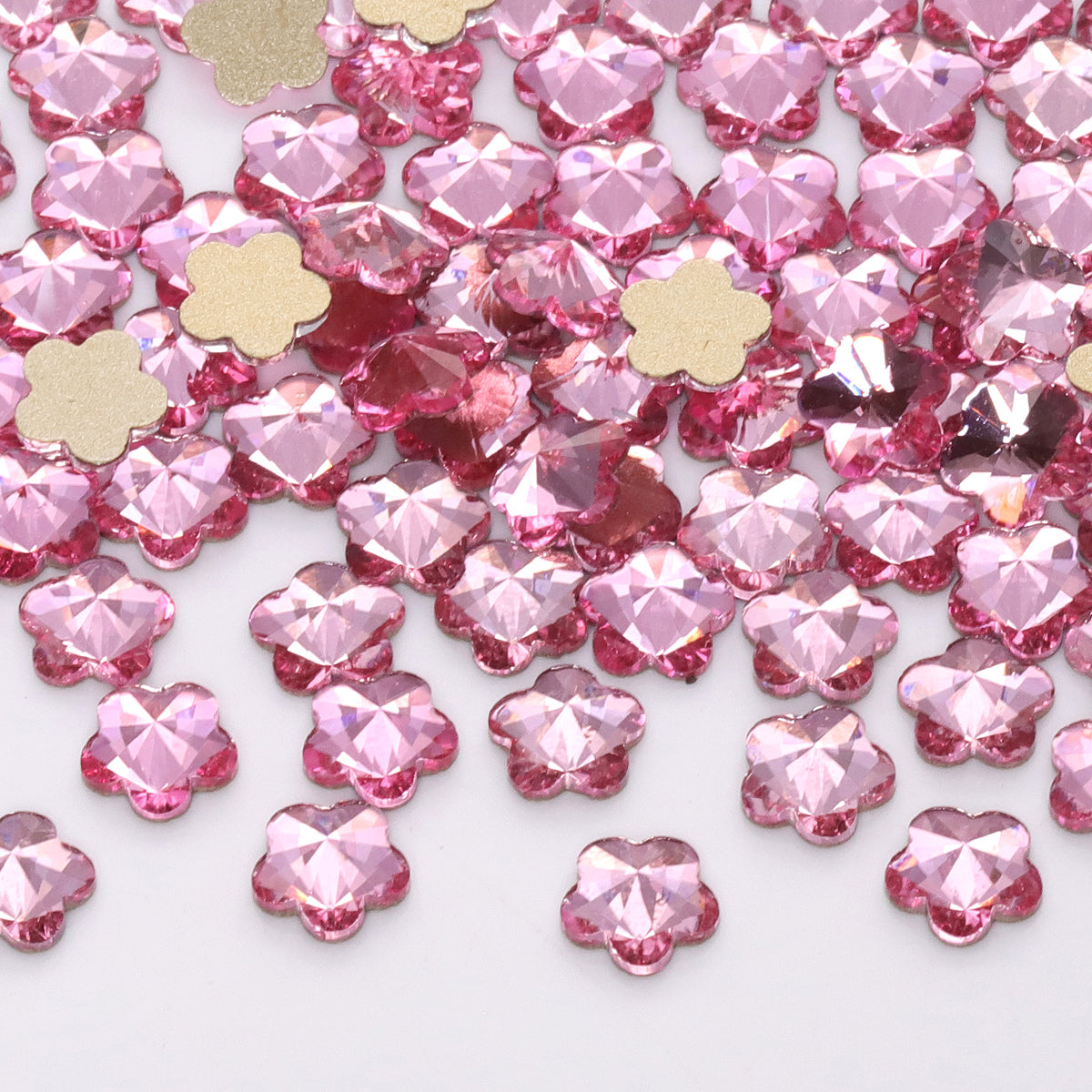5 leaf plum blossoms Shape Light Pink Flat Back Fancy Rhinestones WholesaleRhinestone メイン画像