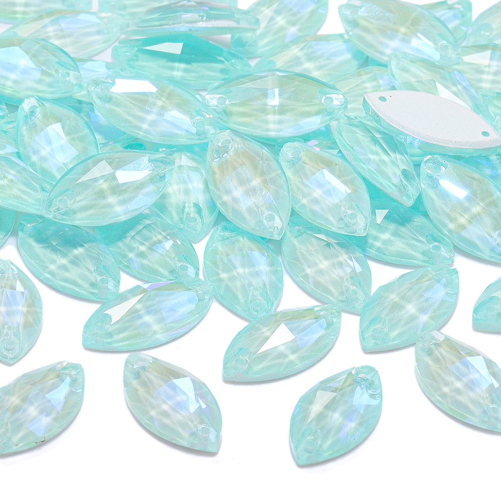 Electric Neon Light Azore Navette Shape High Quality Glass Sew-on Rhinestones WholesaleRhinestone
