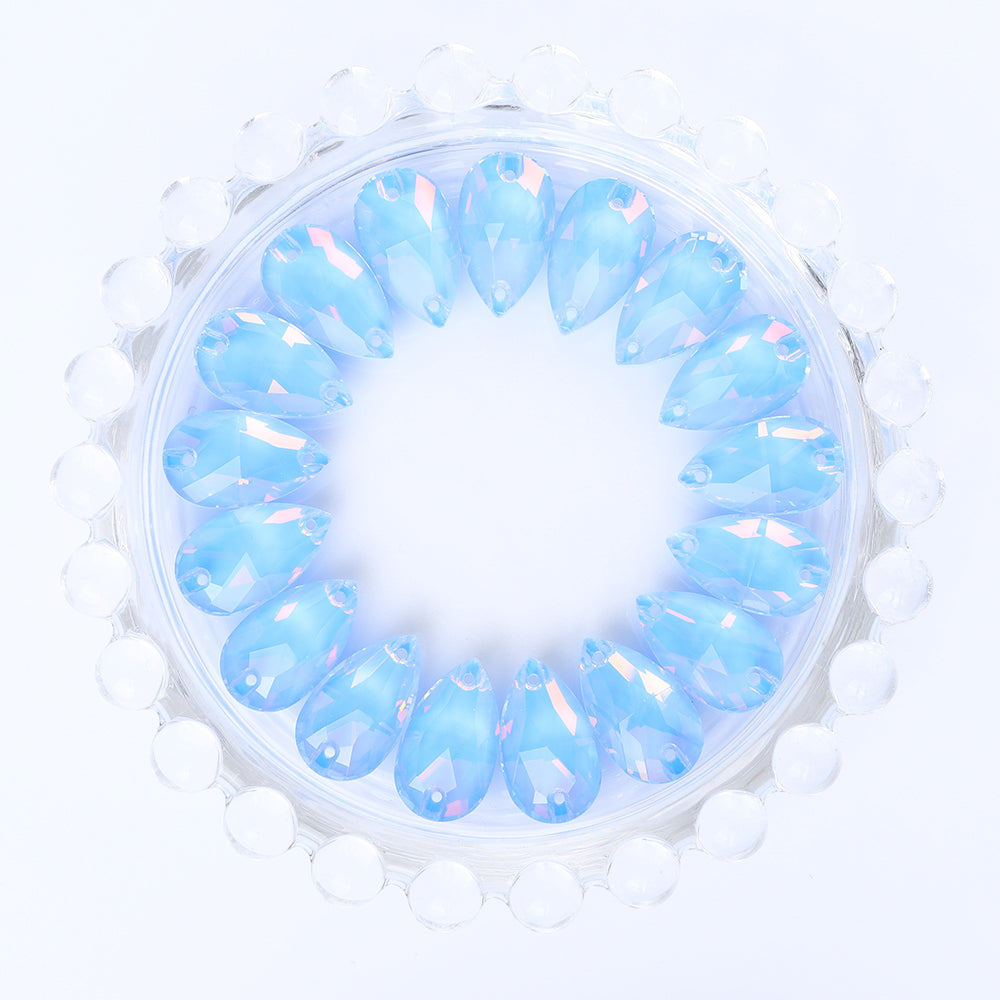 Light Sapphire AM Drop Shape High Quality Glass Sew-on Rhinestones WholesaleRhinestone