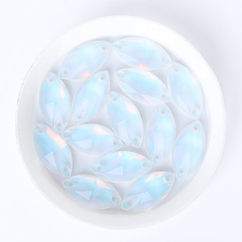 Crystal AM Navette Shape High Quality Glass Sew-on Rhinestones