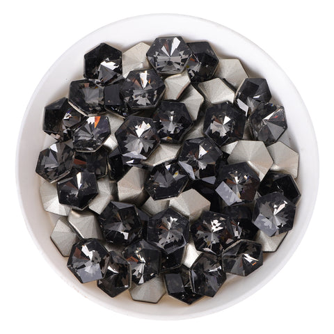 Black Diamond Hexagon kaleidoscope Shape Glass Pointed Back Fancy Rhinestones WholesaleRhinestone Main image