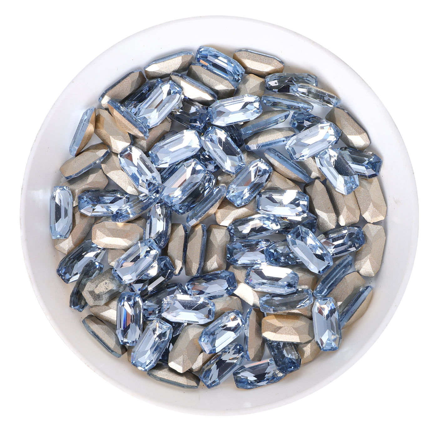 Lt Light Blue Elongated Imperial Shape Glass Pointed Back Fancy Rhinestones WholesaleRhinestone メイン画像