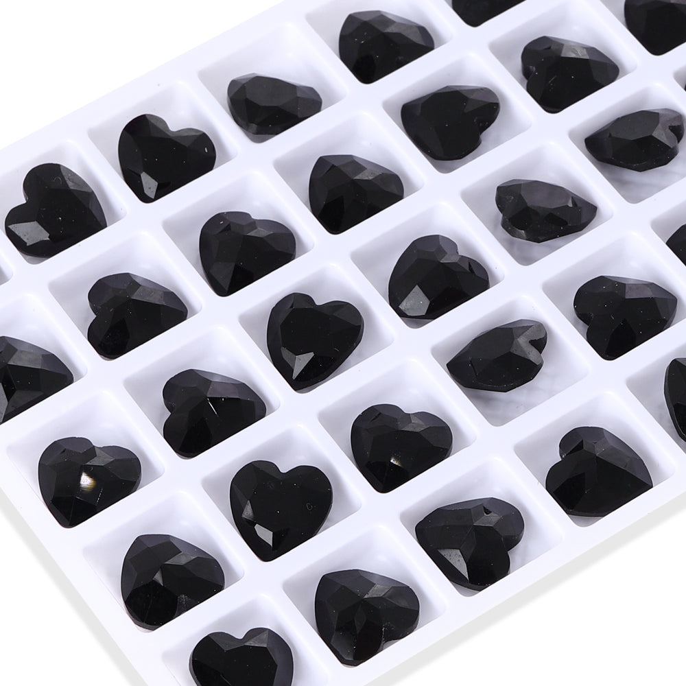 Jet Heart Shape High Quality Glass Pointed Back Fancy Rhinestones WholesaleRhinestone