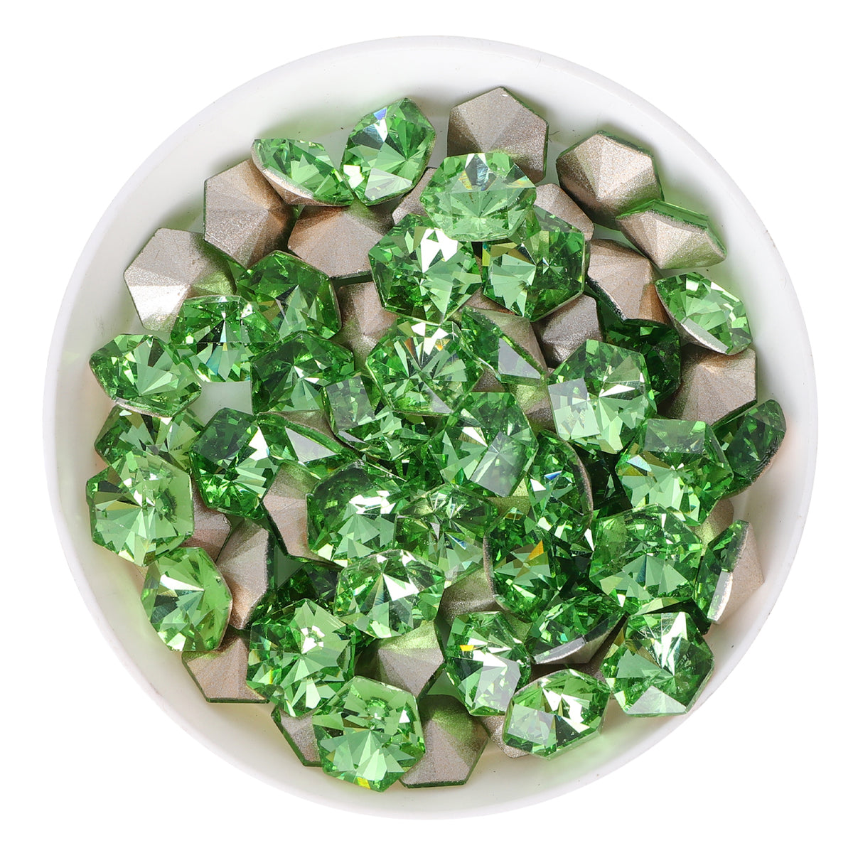 Apple Green Hexagon kaleidoscope Shape Glass Pointed Back Fancy Rhinestones WholesaleRhinestone Main image