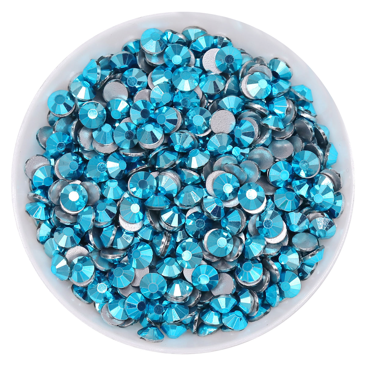 Metallic Aquamarine Glass FlatBack Rhinestones Silver Back WholesaleRhinestone Image principale du produit