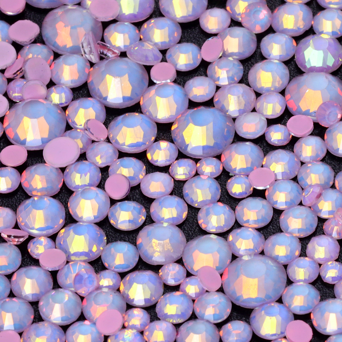 Mixed Sizes Mocha Opal Lt Pink Glass Flat Back Rhinestones For Nail Art WholesaleRhinestone Main image