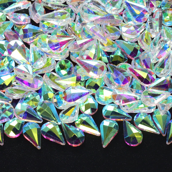 Raindrop Shape Crystal AB Unfoiled Flat Back Fancy Rhinestones WholesaleRhinestone