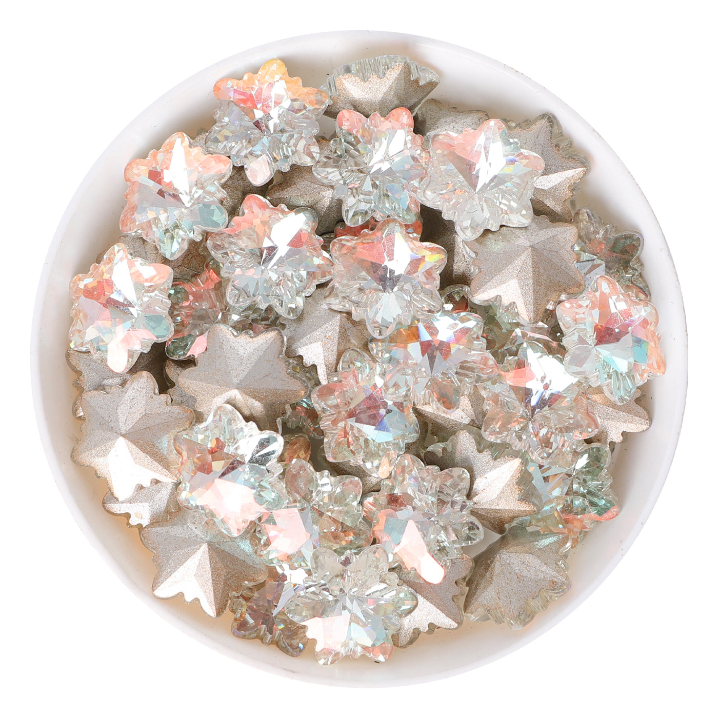 Cognac White Snowflake Shape Glass Pointed Back Fancy Rhinestones WholesaleRhinestone Main image