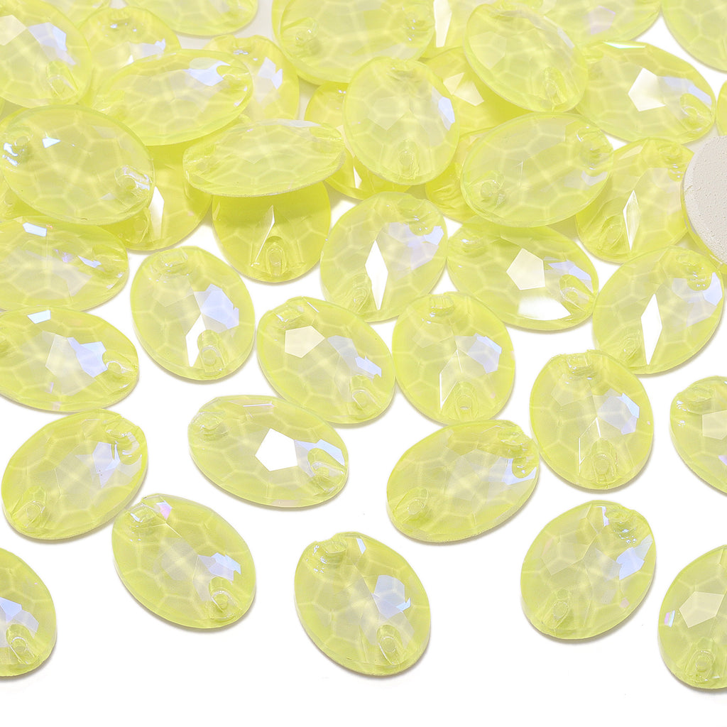 Electric Neon Light Topaz Oval Shape High Quality Glass Sew-on Rhinestones WholesaleRhinestone