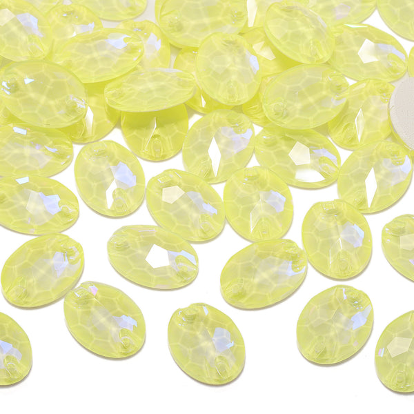 Electric Neon Light Topaz Oval Shape High Quality Glass Sew-on Rhinestones WholesaleRhinestone