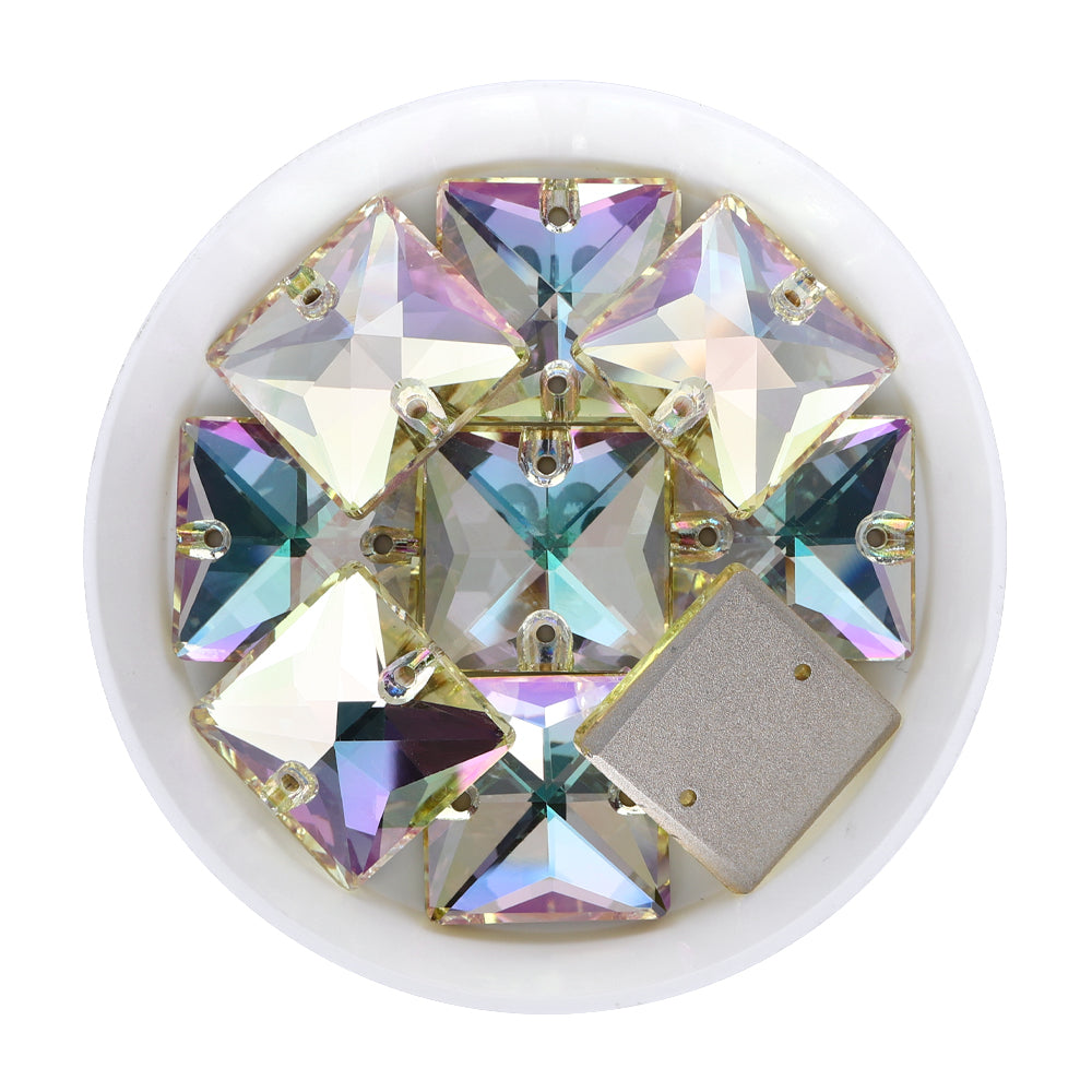 Luminous Green Square Shape High Quality Glass Sew-on Rhinestones WholesaleRhinestone Hauptbild