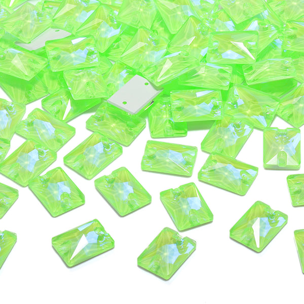 Electric Neon Peridot Rectangle Shape High Quality Glass Sew-on Rhinestones WholesaleRhinestone