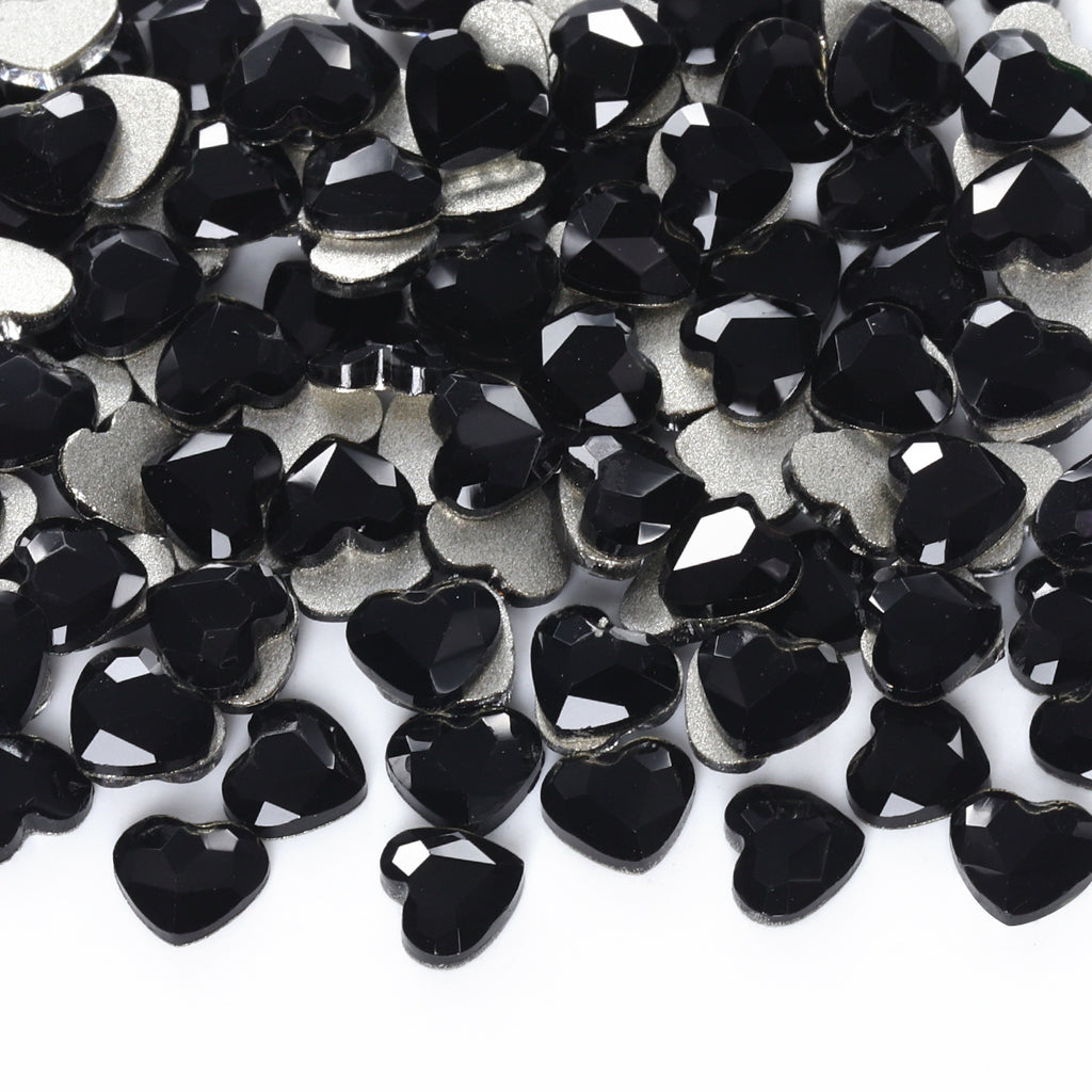 Heart Shape Black Flat Back Fancy Rhinestones