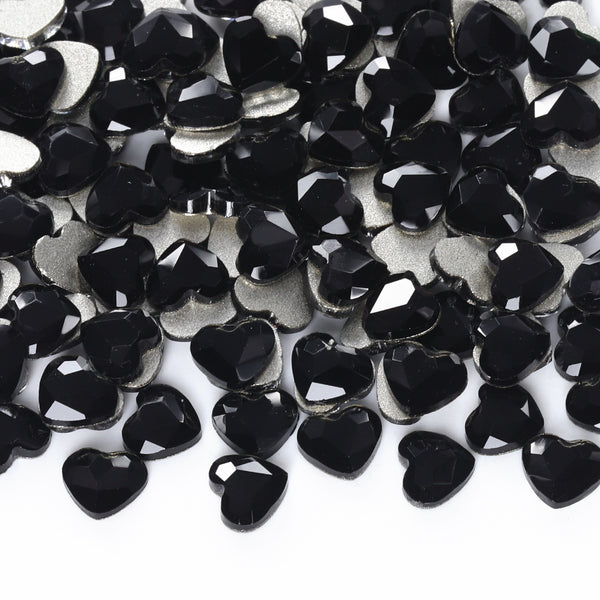 Heart Shape Black Flat Back Fancy Rhinestones