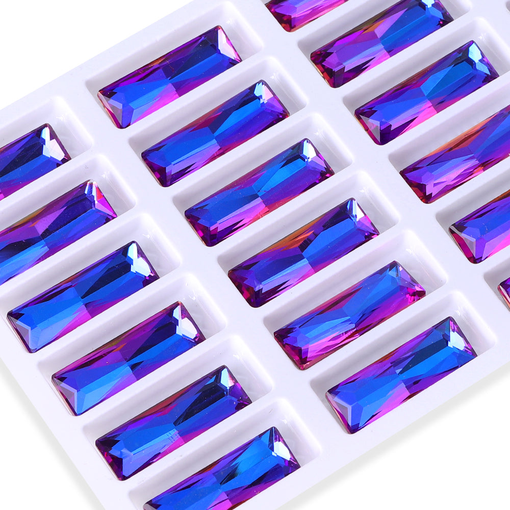 Violet Blue Princess Baguette Shape High Quality Glass Pointed Back Fancy Rhinestones WholesaleRhinestone