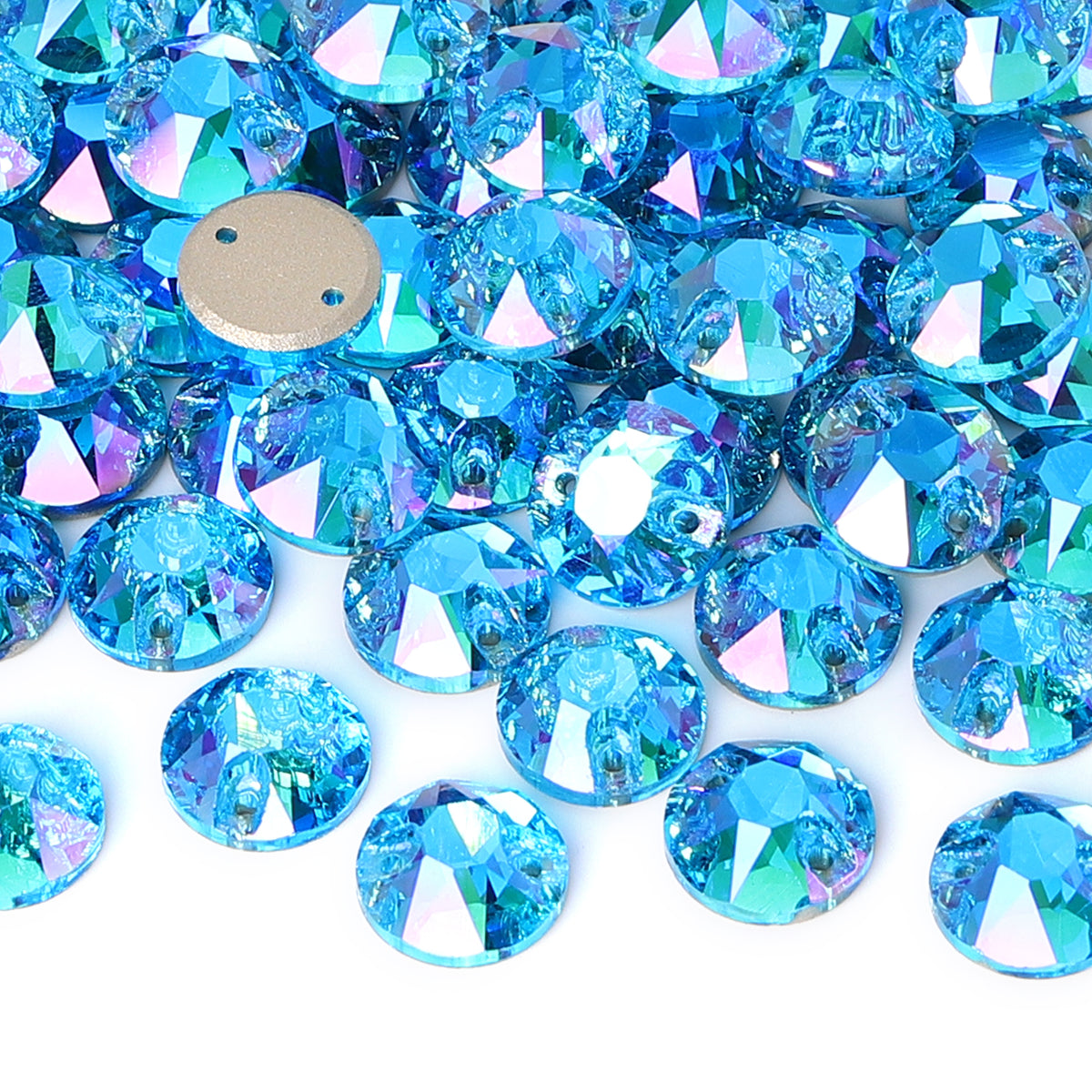 Aquamarine Shimmer XIRIUS Round Shape High Quality Glass Sew-on Rhinestones WholesaleRhinestone