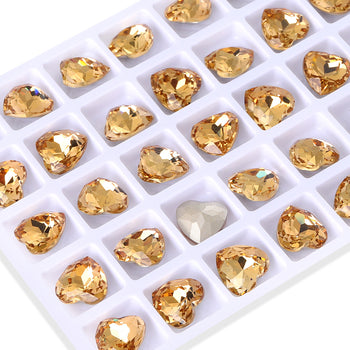 Light Smoked Topaz Heart Shape High Quality Glass Pointed Back Fancy Rhinestones WholesaleRhinestone