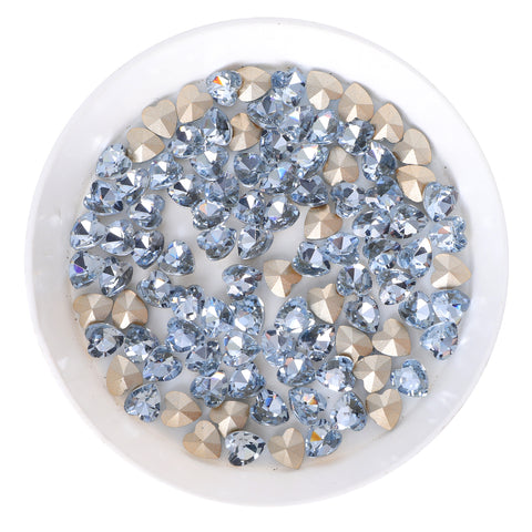 Lt Light Blue Heart Shape Glass Pointed Back Fancy Rhinestones WholesaleRhinestone Imagen principal del producto