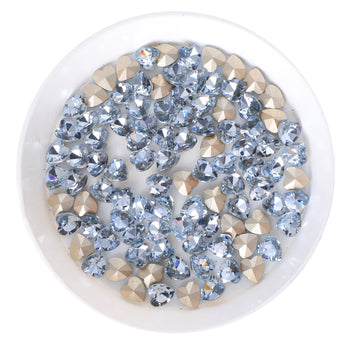 Lt Light Blue Heart Shape Glass Pointed Back Fancy Rhinestones WholesaleRhinestone