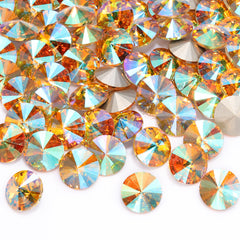 Crystal Sun Rivoli Shape High Quality Glass Pointed Back Fancy Rhinestones