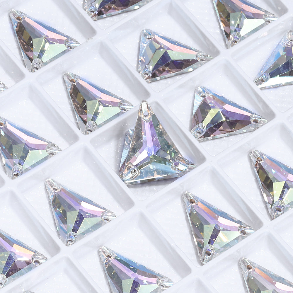 Slim Triangle Shape Crystal Transmission High Quality Glass Sew-on Rhinestones