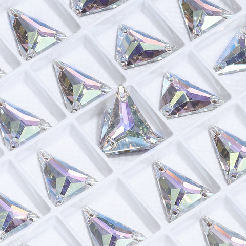 Slim Triangle Shape Crystal Transmission High Quality Glass Sew-on Rhinestones