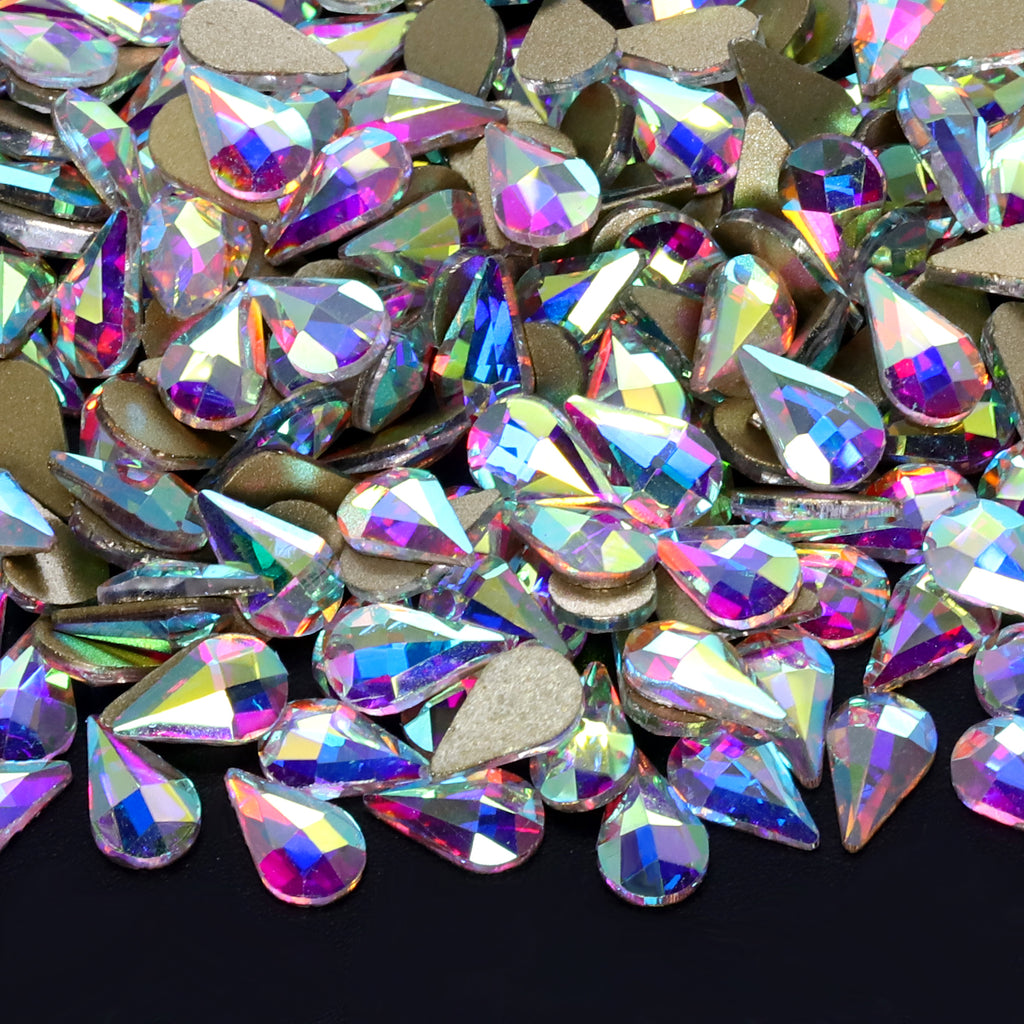 Raindrop Shape Crystal AB Flat Back Fancy Rhinestones