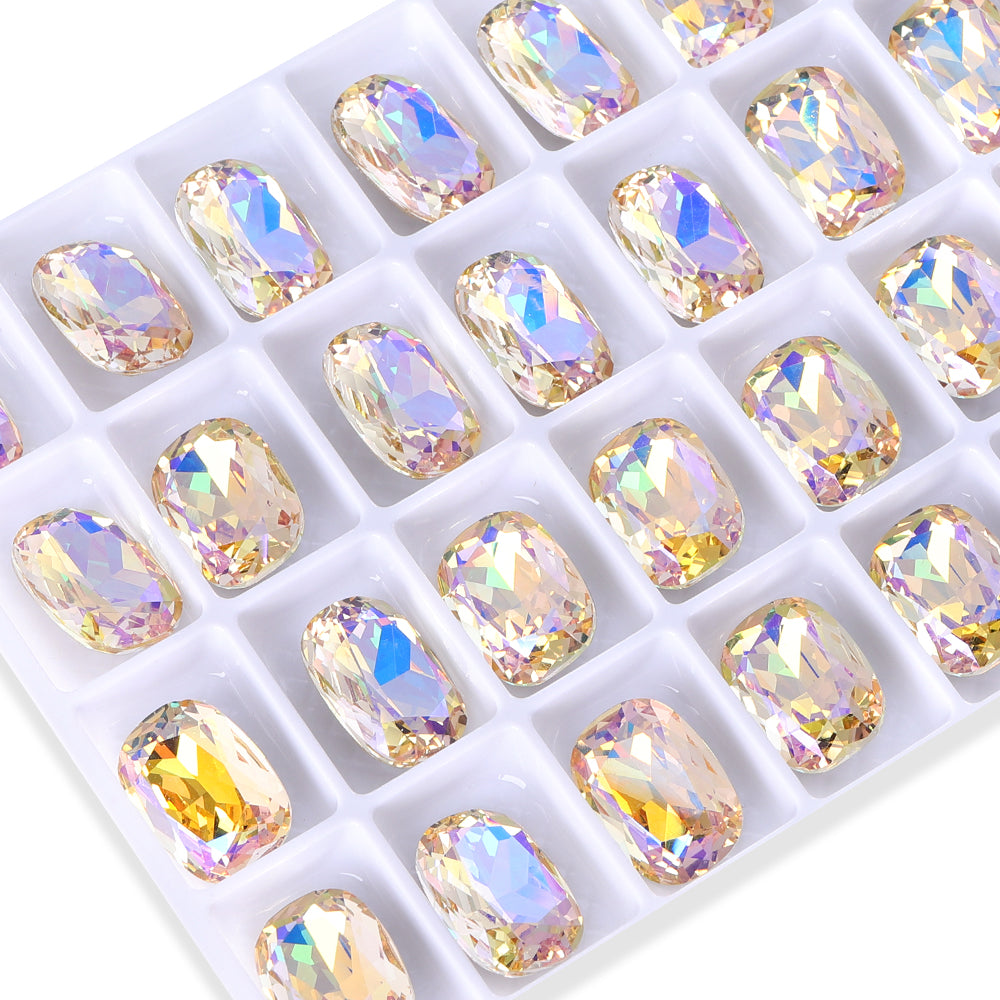 Paradise Shine Cushion Shape High Quality Glass Pointed Back Fancy Rhinestones