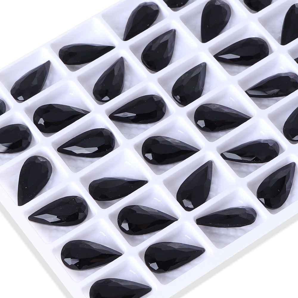 Jet Teardrop Shape High Quality Glass Pointed Back Fancy Rhinestones WholesaleRhinestone