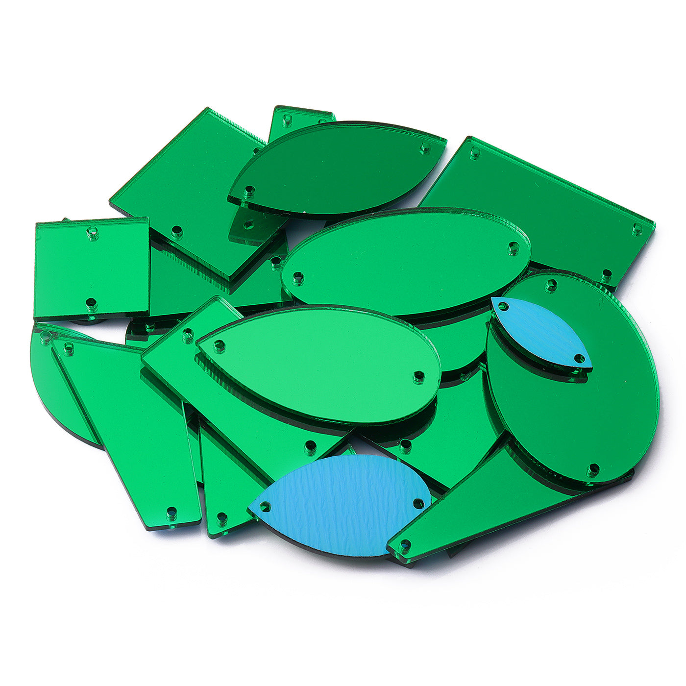 Dark Green Mixed Shapes Acrylic Sew-on Mirror For Dance Costume Secondary image