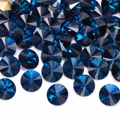 Indicolite Rivoli Shape High Quality Glass Pointed Back Fancy Rhinestones