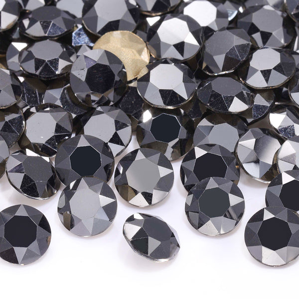 Jet Metallic Silver Gemstone Flower Shape High Quality Glass Pointed Back Fancy Rhinestones WholesaleRhinestone