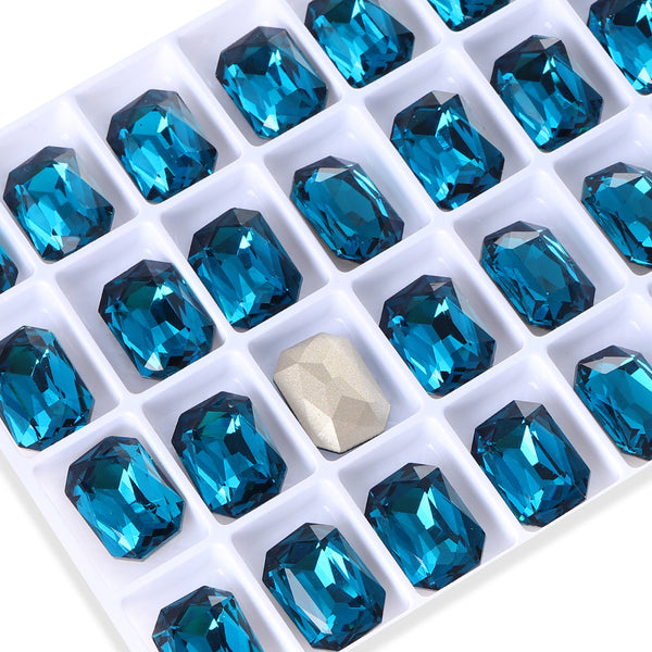 Indicolite Thin Octagon Shape High Quality Glass Pointed Back Fancy Rhinestones WholesaleRhinestone