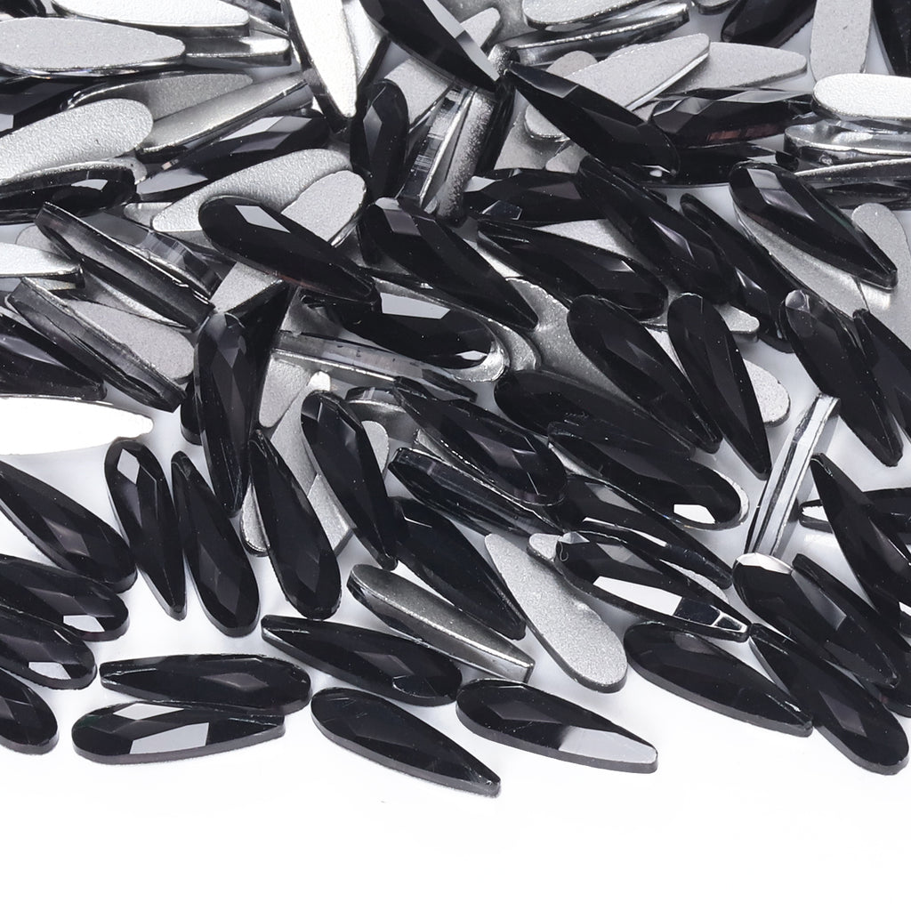 Raindrop Shape Black Flat Back Fancy Rhinestones