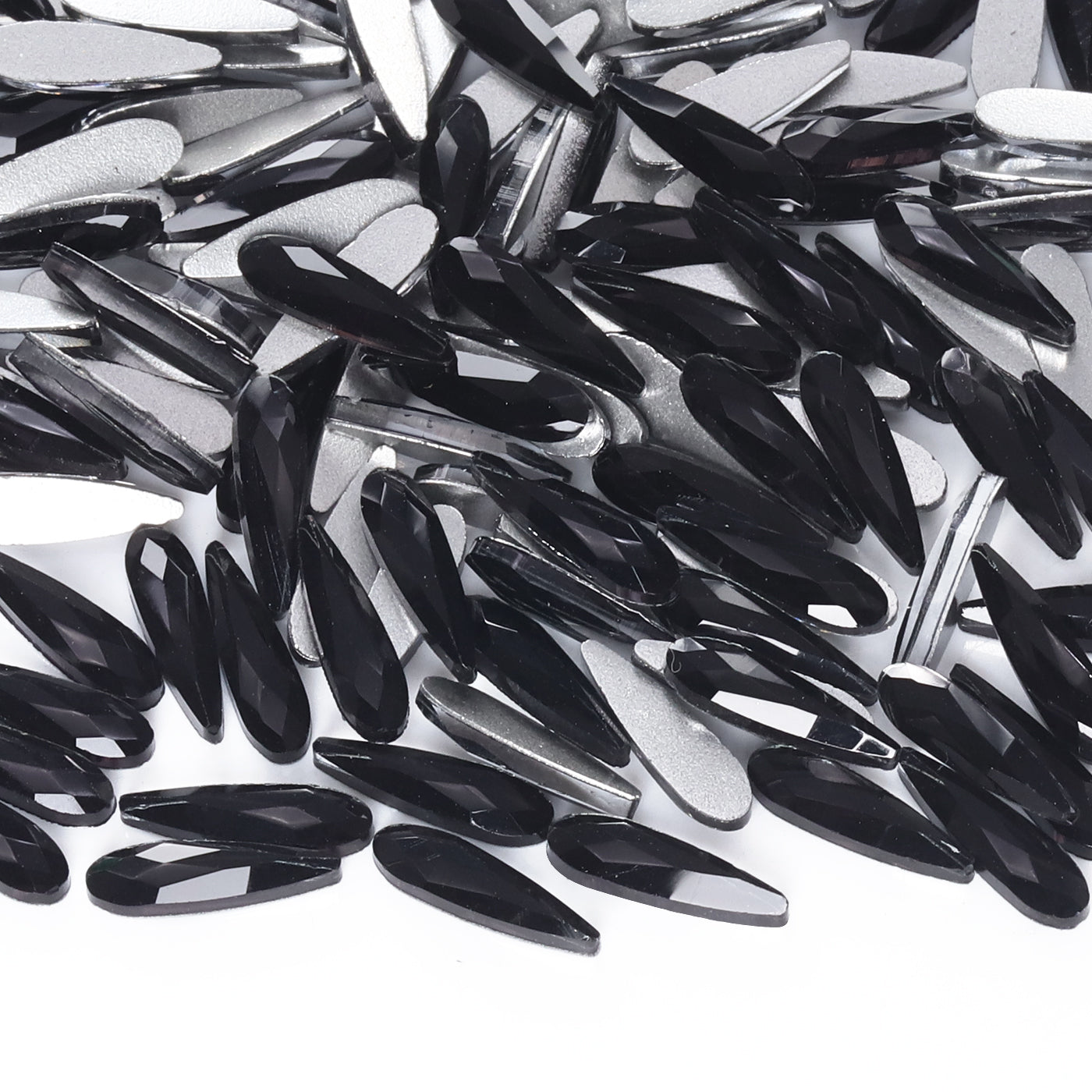 Raindrop Shape Black Flat Back Fancy Rhinestones