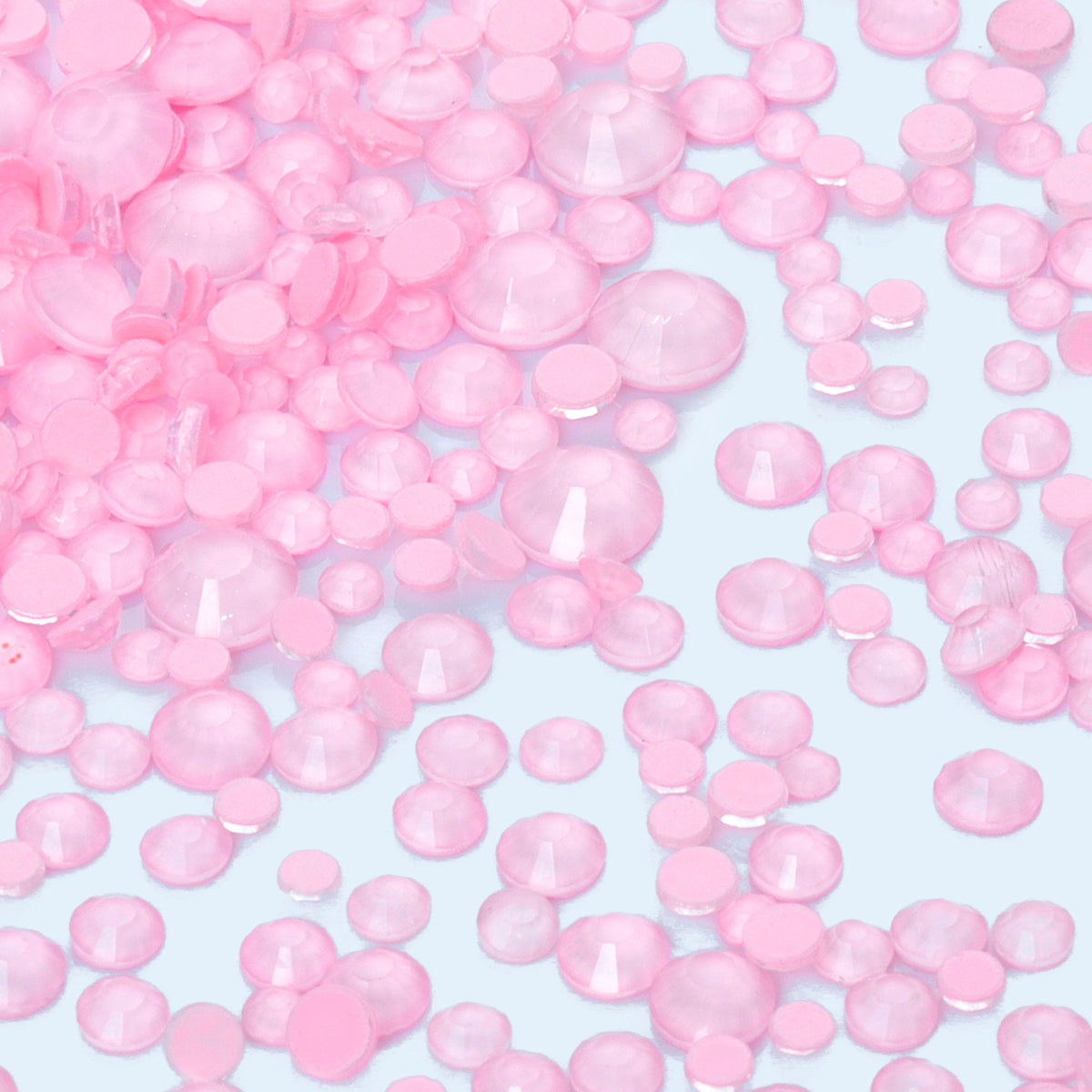Mixed Sizes Neon Pink Snowy White Glass Flat Back Rhinestones For Nail Art WholesaleRhinestone メイン画像