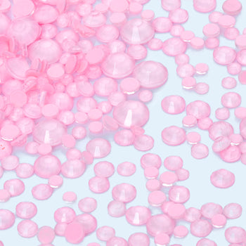 Mixed Sizes Neon Pink Snowy White Glass Flat Back Rhinestones For Nail Art WholesaleRhinestone