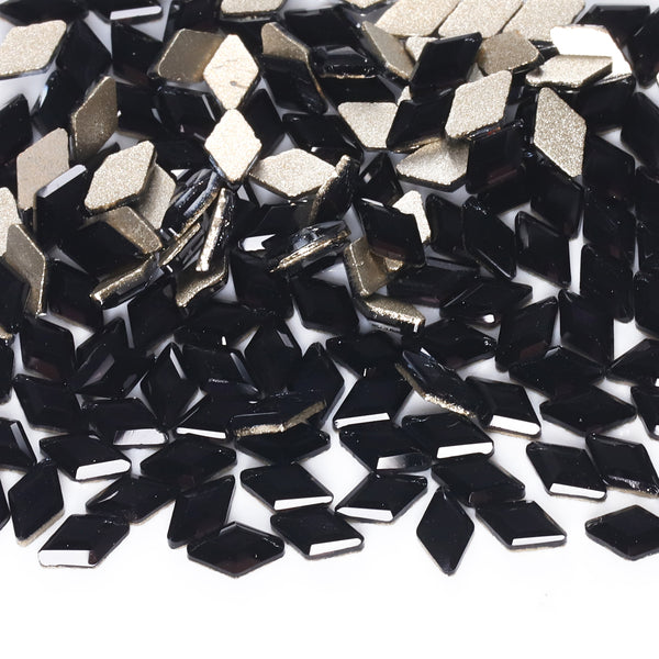 Rhombus Shape Black Flat Back Fancy Rhinestones